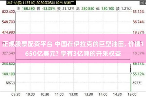 正规股票配资平台 中国在伊拉克的巨型油田, 价值1650亿美元? 享有3亿吨的开采权益