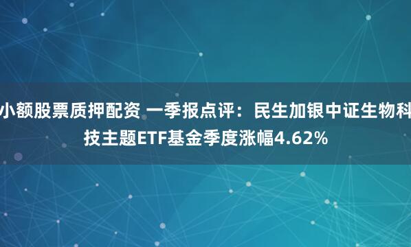 小额股票质押配资 一季报点评：民生加银中证生物科技主题ETF基金季度涨幅4.62%