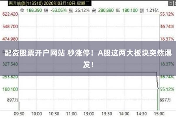 配资股票开户网站 秒涨停！A股这两大板块突然爆发！
